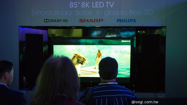 夏普展示與飛利浦和杜比聯合開發 大尺寸裸眼3D電視