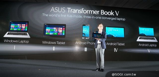 華碩發表全球首款五合一變型產品Transformer Book V