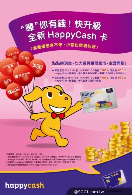 HAPPY GO點數轉儲購物金 100點儲100元限時推出 HAPPY GO點數轉儲購物金 100點儲100元限時推出